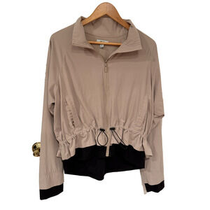 Activewear‎ Jacket Women’s XL Beige & Black Thumb Holes Normcore Basic Preppy